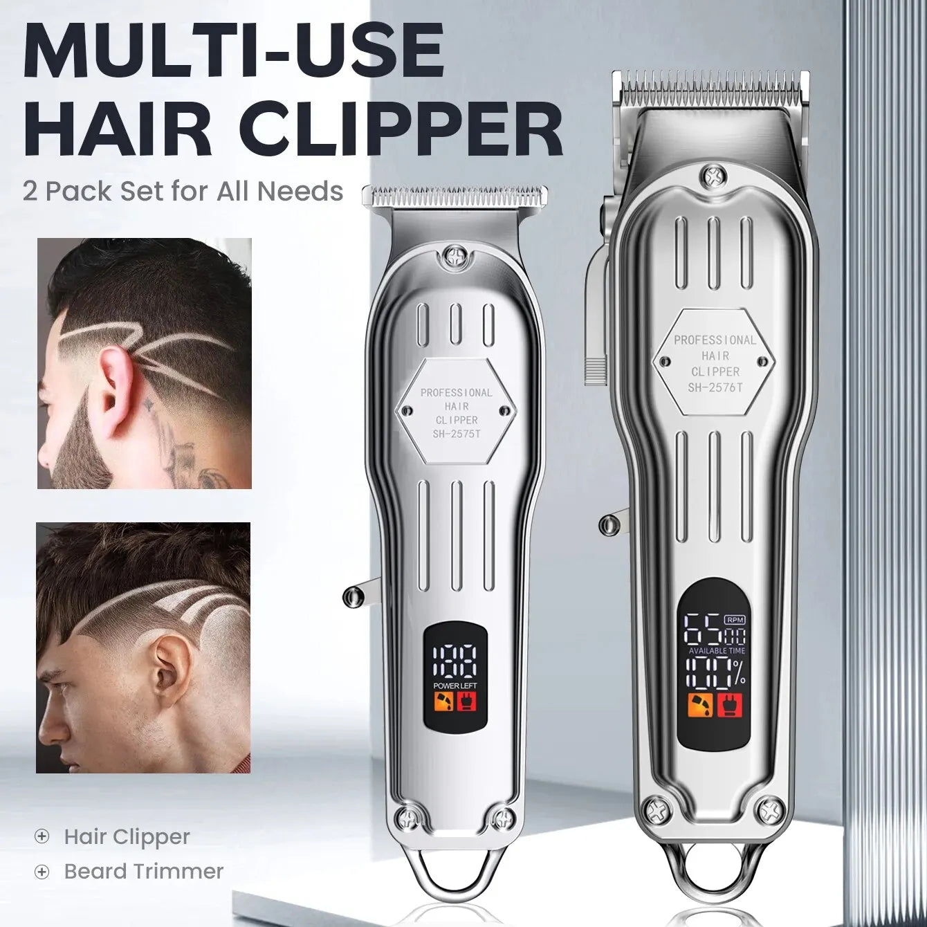 Barber Hair Clipper Set: Professional Electric Trimmer with Stainless Steel Blade  ourlum.com   