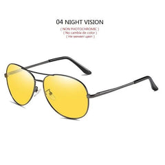 Chameleon Photochromic Polarized Sunglasses for Men and Women - Vintage Metal UV400 Driving Glasses