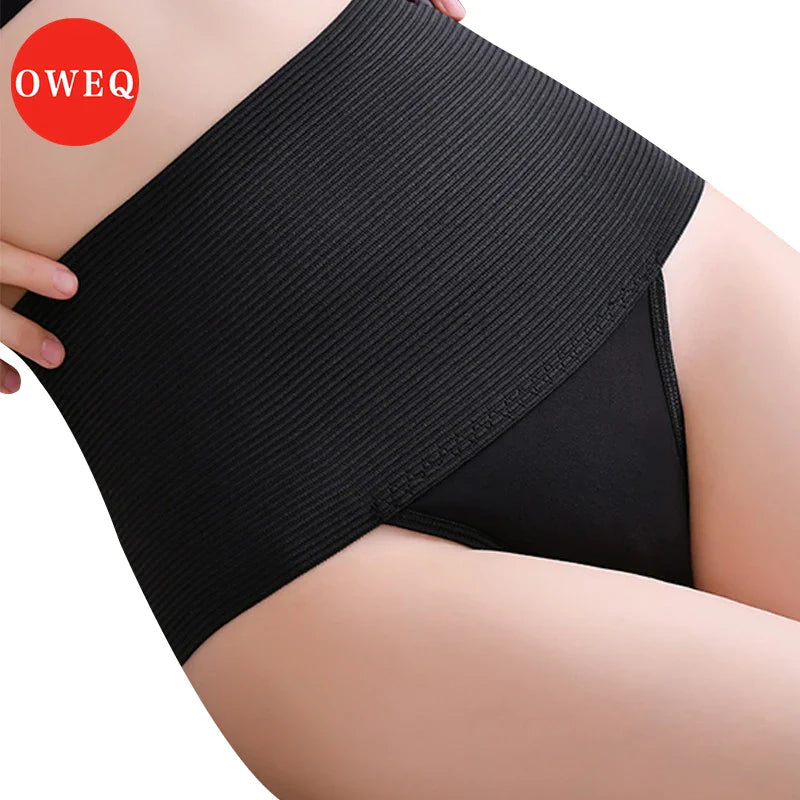 High Waist Shaping Panties - OWEQ Elastic Waist Trainer for a Slimmer Belly