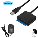 USB 3.0 to SATA Adapter Cable for 3.5/2.5 Inch SSD HDD