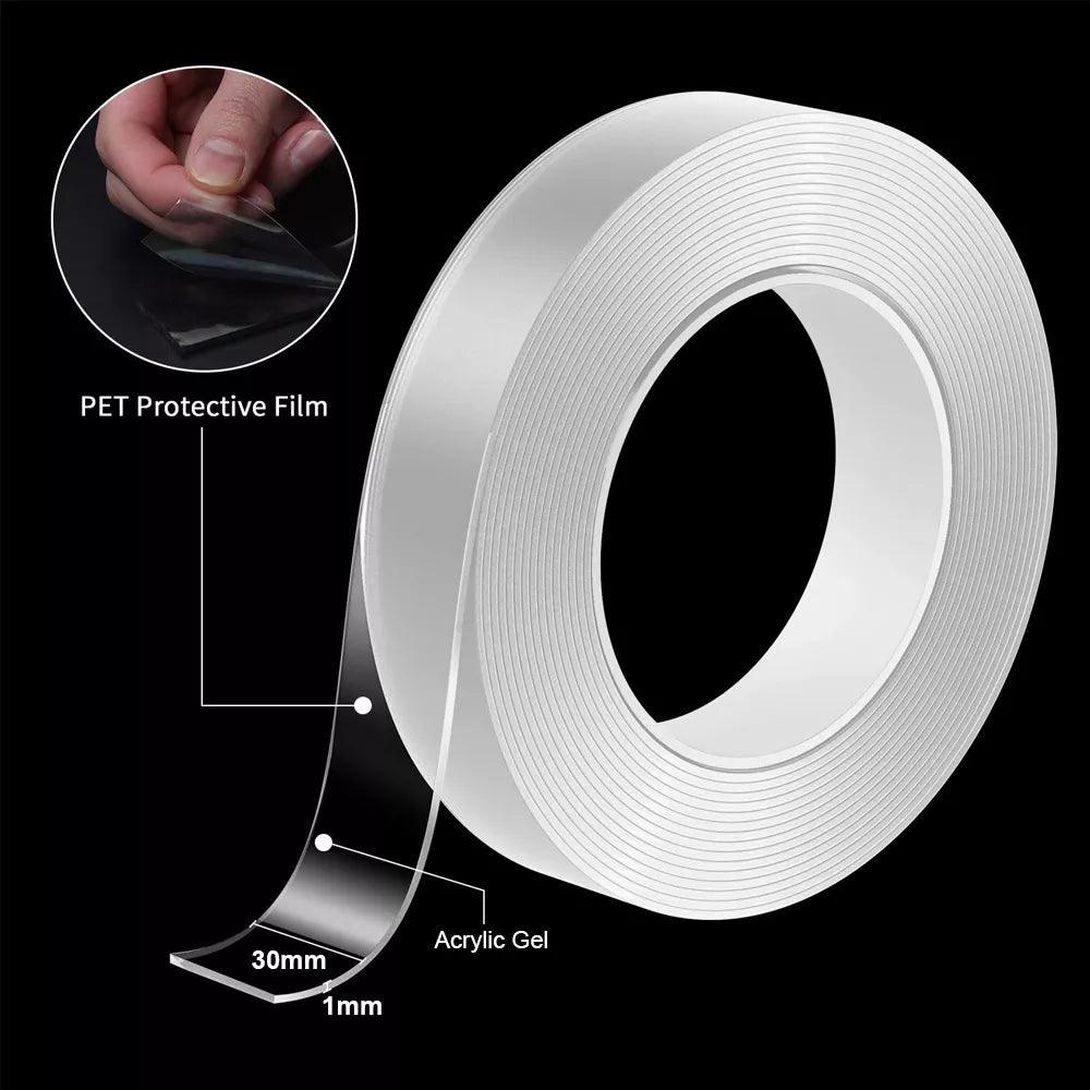 Nano Clear Double-Sided Heavy Duty Adhesive Tape - Strong Sticky Strips for Multipurpose, Reusable, and Waterproof Mounting  ourlum.com   