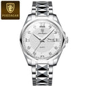 POEDAGAR Men's Quartz Watch Stylish Stainless Steel Timepiece