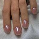 French False Nails Chic Nude White Short Square Tips Glue