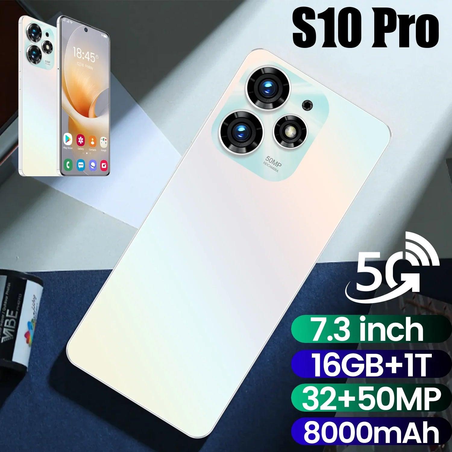 Global S10 PRO 7.3 HD Screen 16G+1TB Smart Phone 8000Mah Android 13 Celulare Dual Sim Face Unlocked 5G Original Mobile Phone  ourlum.com   