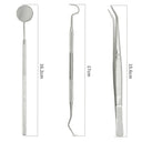 304 Stainless Steel 3pcs Dental Tools Kit with Dental Scraper Mirror Probe Dental Surgery Instruments  ourlum.com   