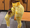 Trendy Tie-Dye High Waist Yoga Leggings for Women with Booty Lift  ourlum.com yellow S 