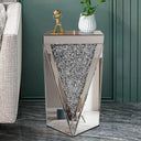 Pregaspor Silver Mirrored End Table with Crystal Inlay