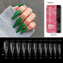 Almond French Coffin Acrylic False Nails Set Enhance Aesthetics