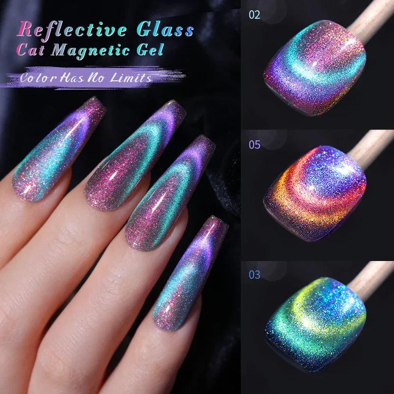 Rainbow Cat Eye Magnetic Gel Polish: Dazzling Color Shifting Varnish