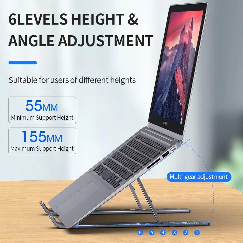 Adjustable Aluminum Laptop Stand for MacBook Pro Air Lenovo Laptops - Portable Ergonomic Cooling Bracket Holder Stand  ourlum.com   