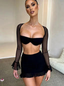 Mesh Seduction Set: Strapless Crop Top And Mini Skirt