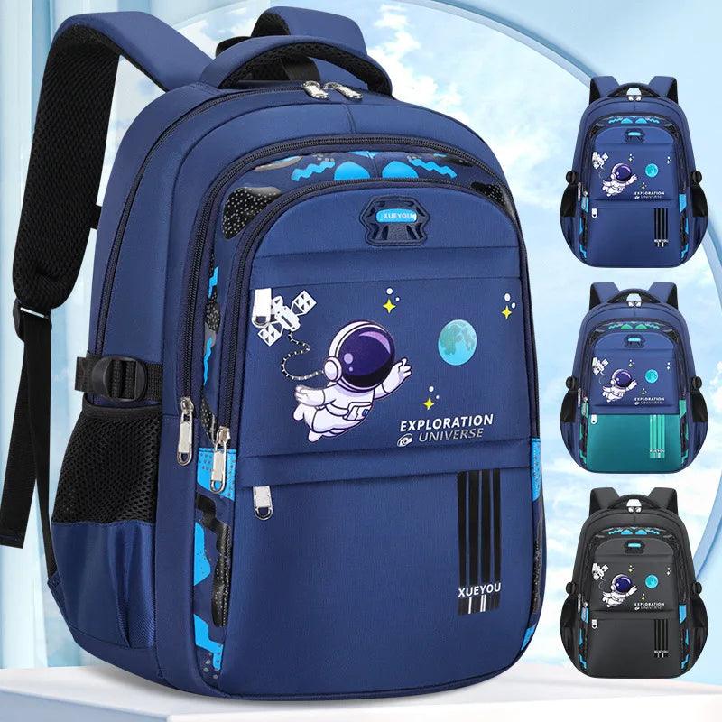 Astronaut-Themed Kids Backpack for School - Waterproof Children's Book Bag for Boys