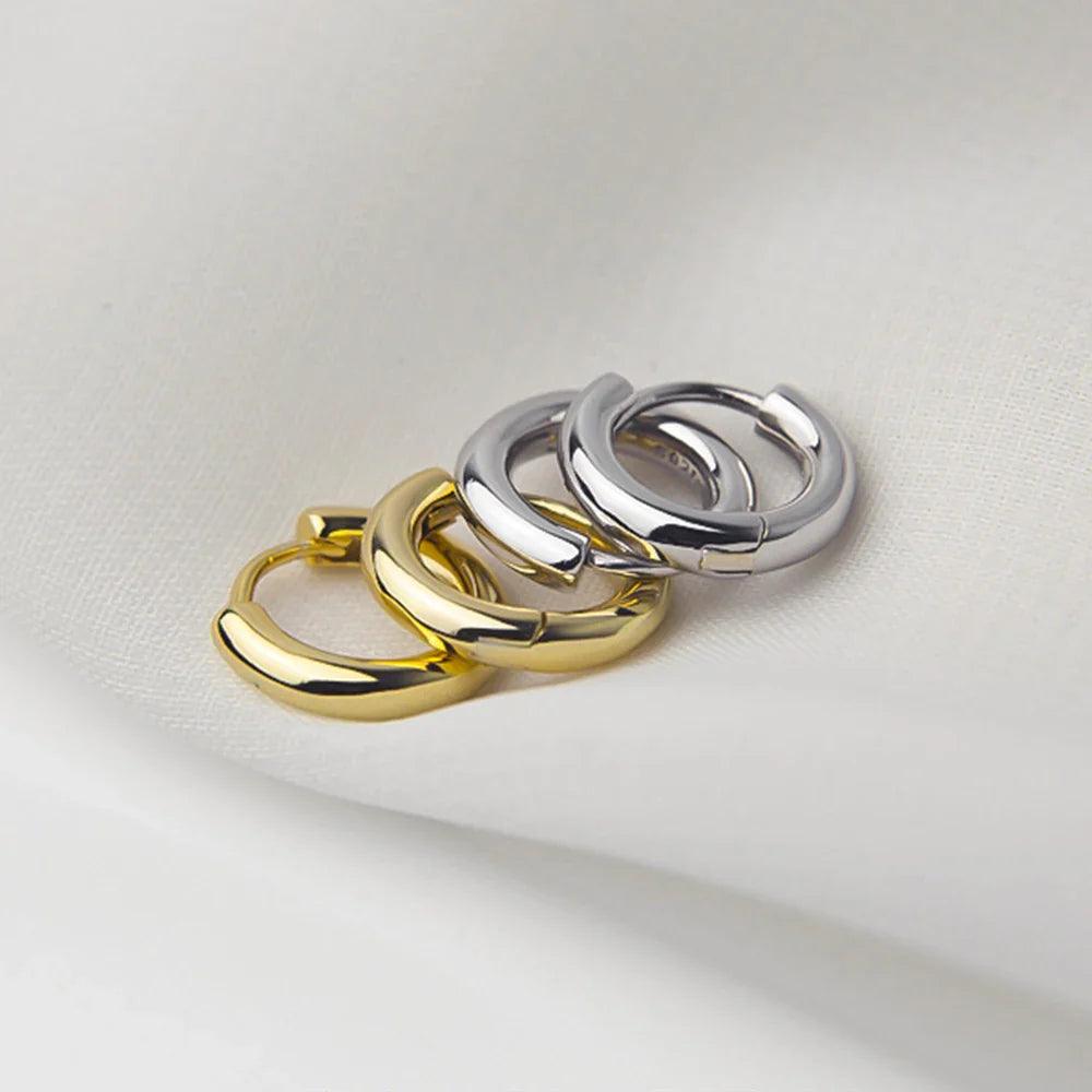 Trendy Small Hoop Earrings Clip-On Gold Stainless Steel Jewelry  ourlum.com   