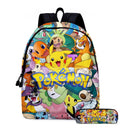 2PC Pikachu Cartoon Backpack Two-piece Pokemon Student School Bag Pencil Bag Elf Pokémon Lunch Bag Cartoon School Bag Mochila  ourlum.com   