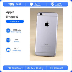 Apple iPhone 6 Unlocked Smartphone - 4.7" Retina Display, 8MP Camera, Dual-Core, 16/32/128GB Storage, 3G/4G LTE Connectivity