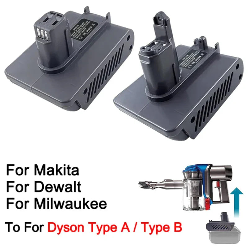 18V Battery Adapter for Dyson Vacuums - Fits Makita, Dewalt, Milwaukee