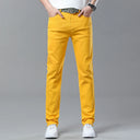 Men High Quality Pink Red Yellow Jeans Fashion Casual Classic Style Slim Fit Soft Trousers Male Brand Advanced Stretch Pants