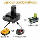 Dewalt to Ryobi Battery Adapter with USB Port for Versatility