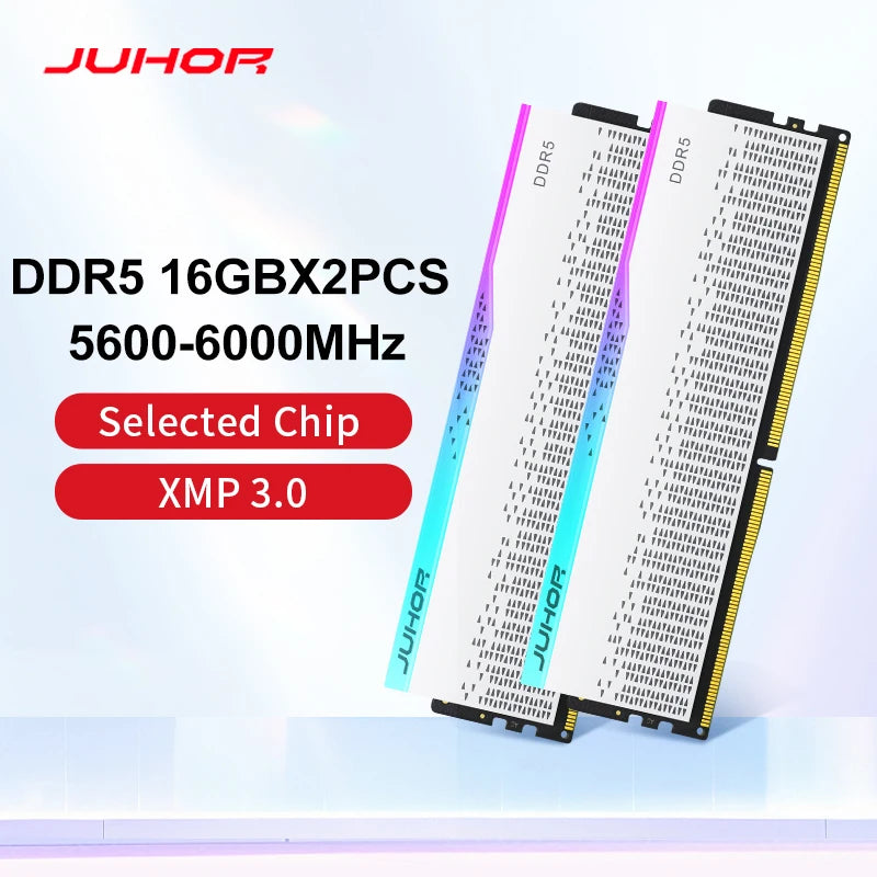 JUHOR Desktop Memory RGB DDR5 16GBX2 6000MHz 5600MHz  Dimm High speed Memoria Ram