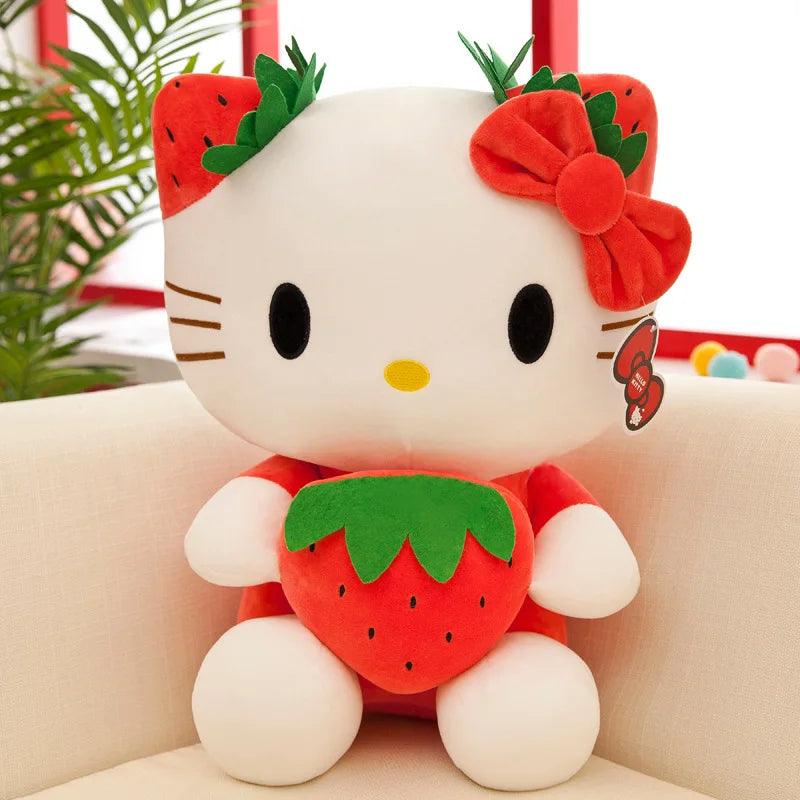 Hello Kitty Strawberry Plush Toy: Cute Cartoon Doll Girl Room Decoration & Throw Pillow Gift  ourlum.com Red 22cm 