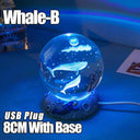 USB LED night light, Galaxy Crystal Ball lamp, 3D planet moon lamp, home decoration  ourlum.com Whale-B  