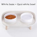 Adjustable Cat Double Bowls Feeder for Healthy Pet Eating  ourlum.com White-2w  