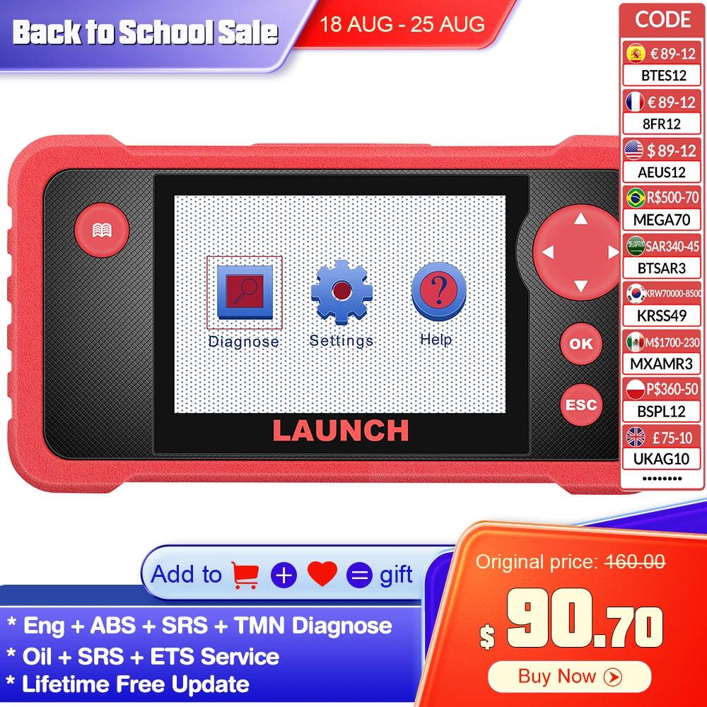 LAUNCH CRP123 V2.0 OBD2 Diagnostic Scanner with 3 Reset Services and Lifetime Free Updates - Comprehensive Vehicle Performance Analysis Tool