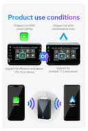 Mini Wired to Wireless CarPlay and Android Auto 2in1 AI Box