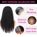 Glueless 4x4 Lace Front Human Hair Wig for Women Curly