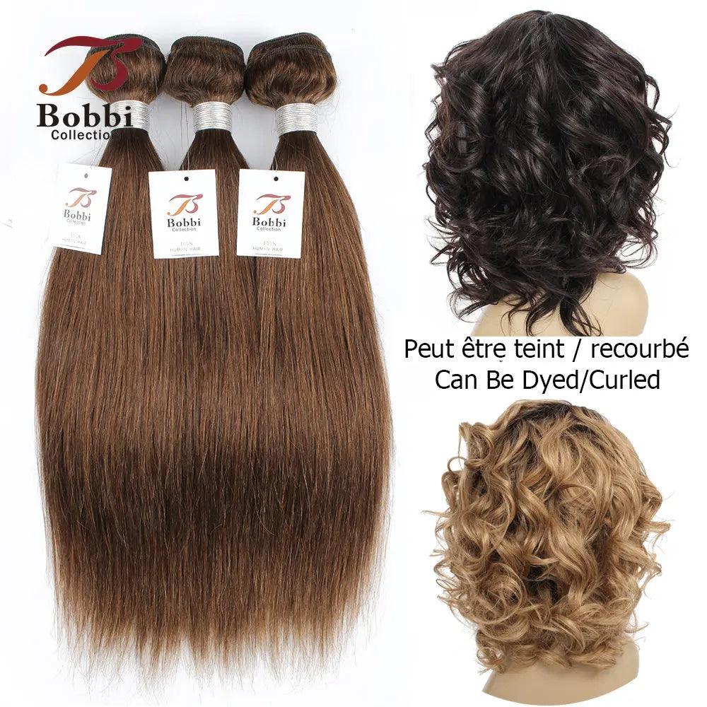 Upgrade Your Style with Luxe Brown Straight Remy Human Hair Bundles and Lace Closure Set by BOBBI COLLECTION  ourlum.com   