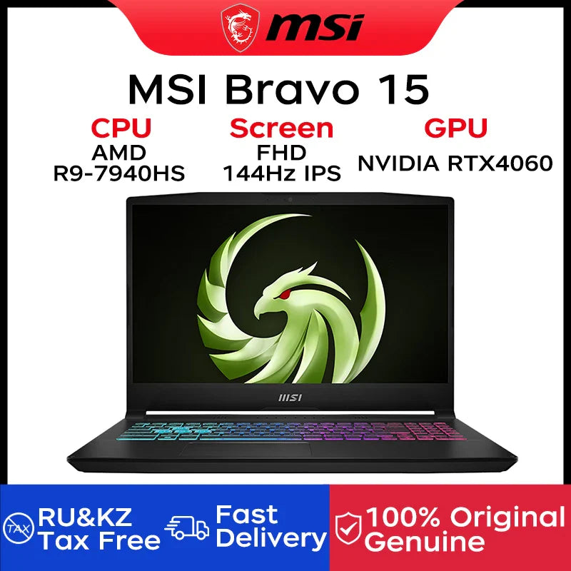2024 MSI Bravo 15 Gaming Laptop 15.6 Inch FHD 144Hz IPS Screen Notebook AMD Ryzen 9 7940HS 16GB 1TB RTX4060 Gaming Computer PC  ourlum.com   