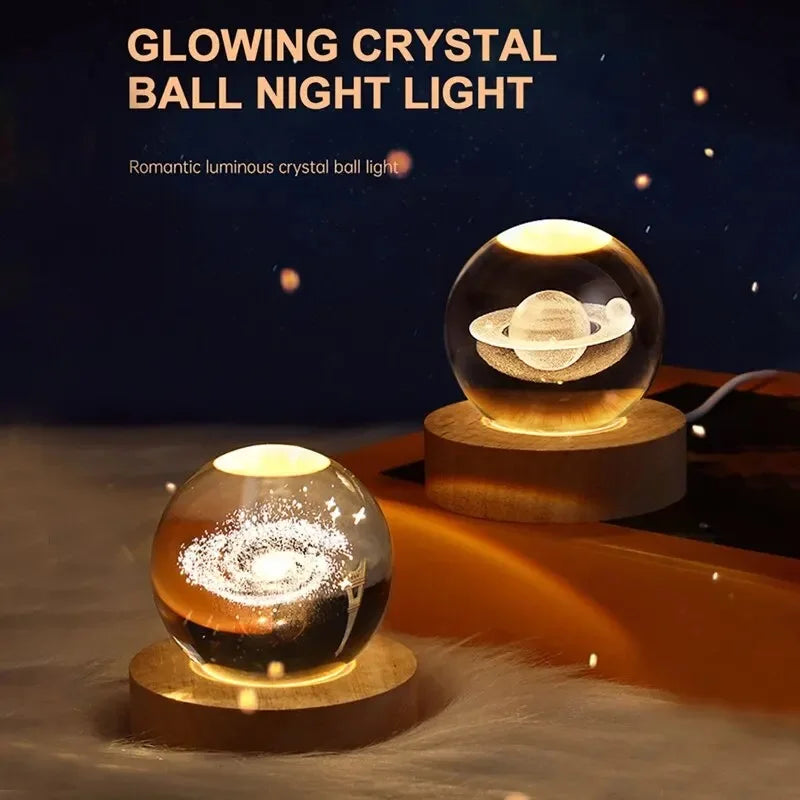 USB LED night light, Galaxy Crystal Ball lamp, 3D planet moon lamp, home decoration valentines day gift  ourlum.com   