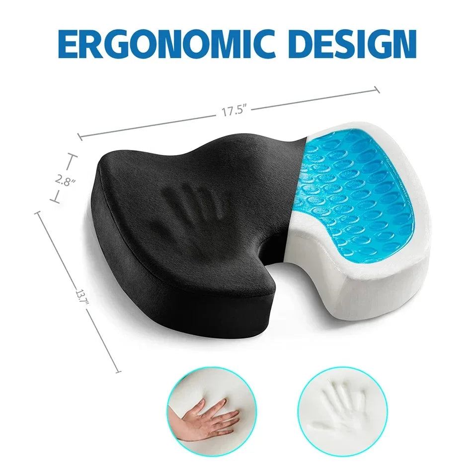 Gel Memory Foam U-Shaped Tailbone Seat Cushion for Back Pain Relief in Office and Car