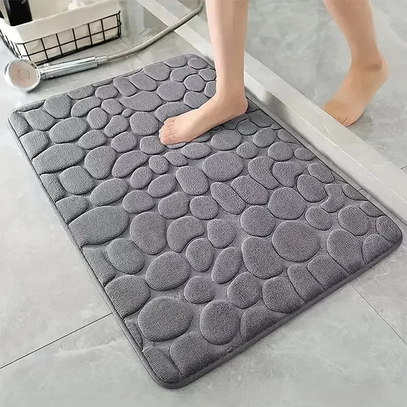 Cobblestone Design 3D Anti-Slip Bath Mat Absorbent Carpet