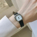 Elegant Women's Vintage Leather Strap Wristwatch with Chic Dial  ourlum.com Silver black white  