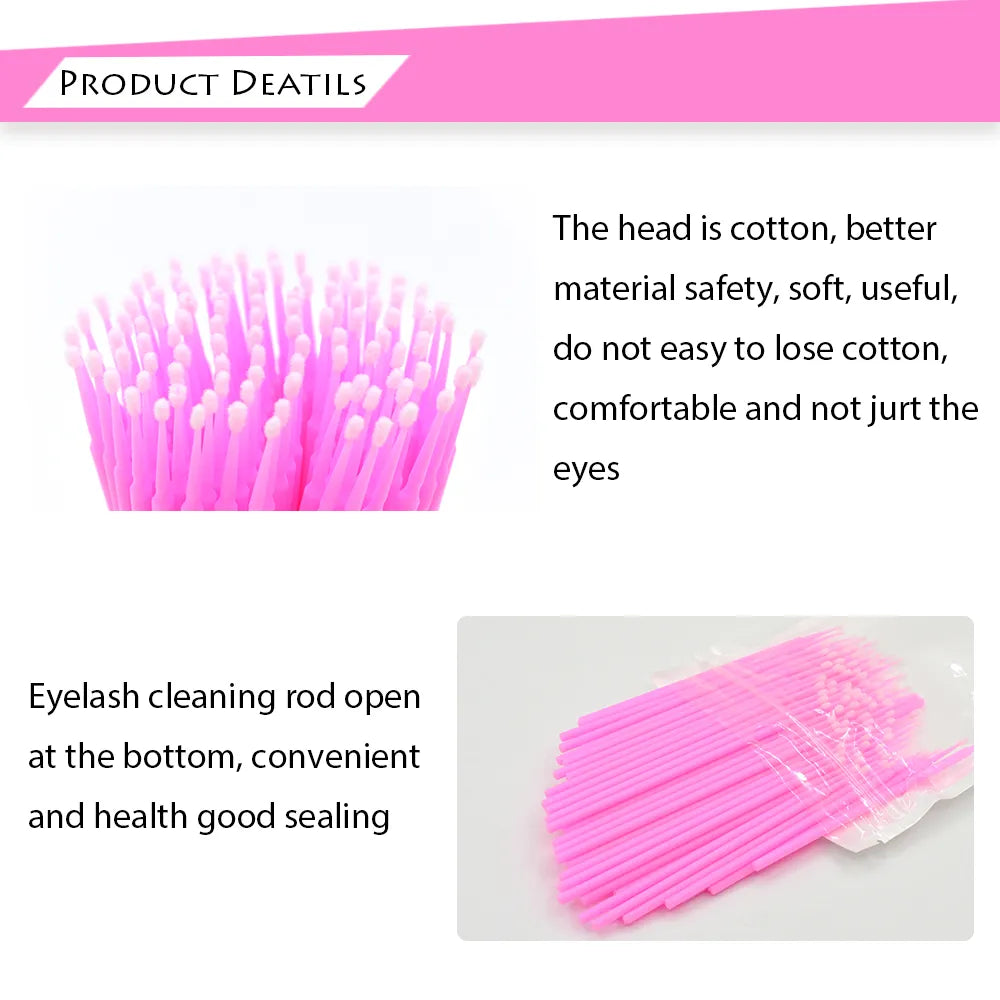 50/100pcs Disposable MicroBrush Eyelashes Extension  Individual Lash Removing Swab Micro Brush For Eyelash Extension Tools  ourlum.com   