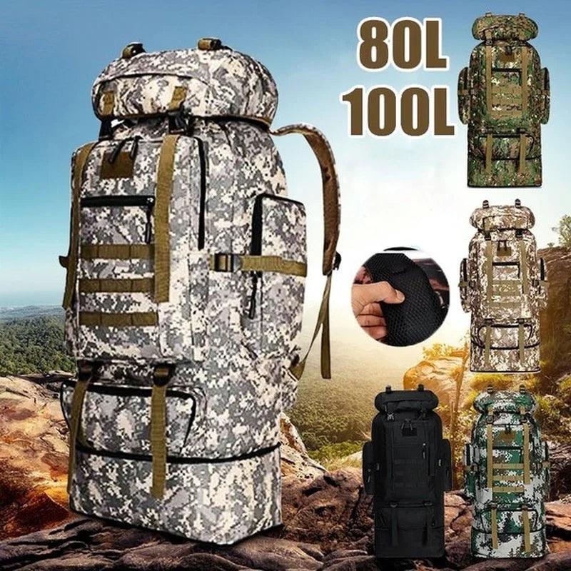 Large 80L/100L Tactical Backpack for Hiking, Camping, and Mountaineering - Waterproof and Durable Climb Bag