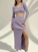 Knitted Winter Sexy Sweater Skirt Suit Cozy Y2K Style Set