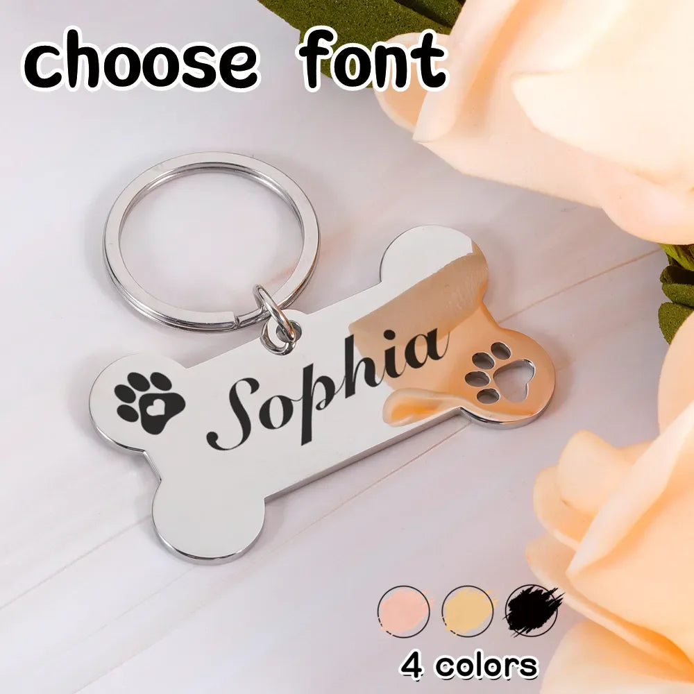Personalized Stainless Steel Pet Name Tag for Dogs & Cats  ourlum.com   
