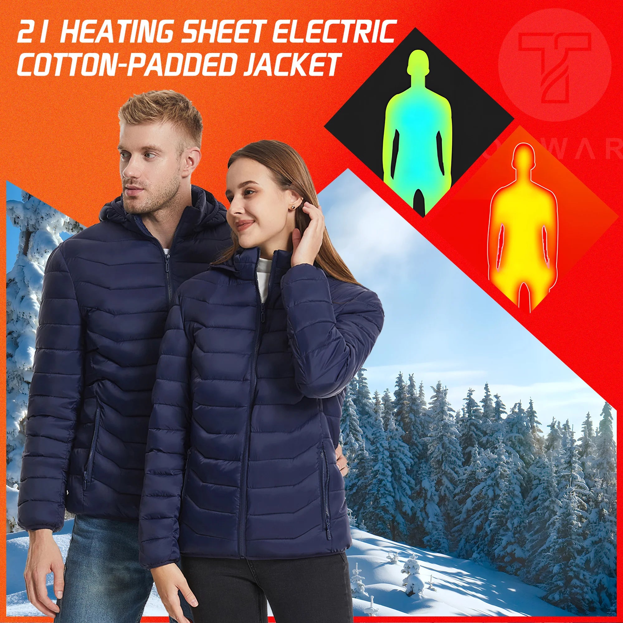 TODWARM Heated Jacket 21 Areas Winter Men's Women's Motorcycle Jacket USB Electric Heating Jacket Heated Vest Moto Thermal Cloth