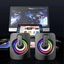 Desktop Computer USB Wired Stereo Sound Box with LED Light and Microphone  ourlum.com   