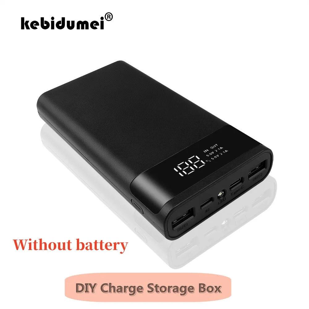 18650 Diy Charge Power Bank Case Storage Box 20000mAh Dual USB Type C Power Bank Shell Case Without Battery for iPhone Xiaomi  ourlum.com   