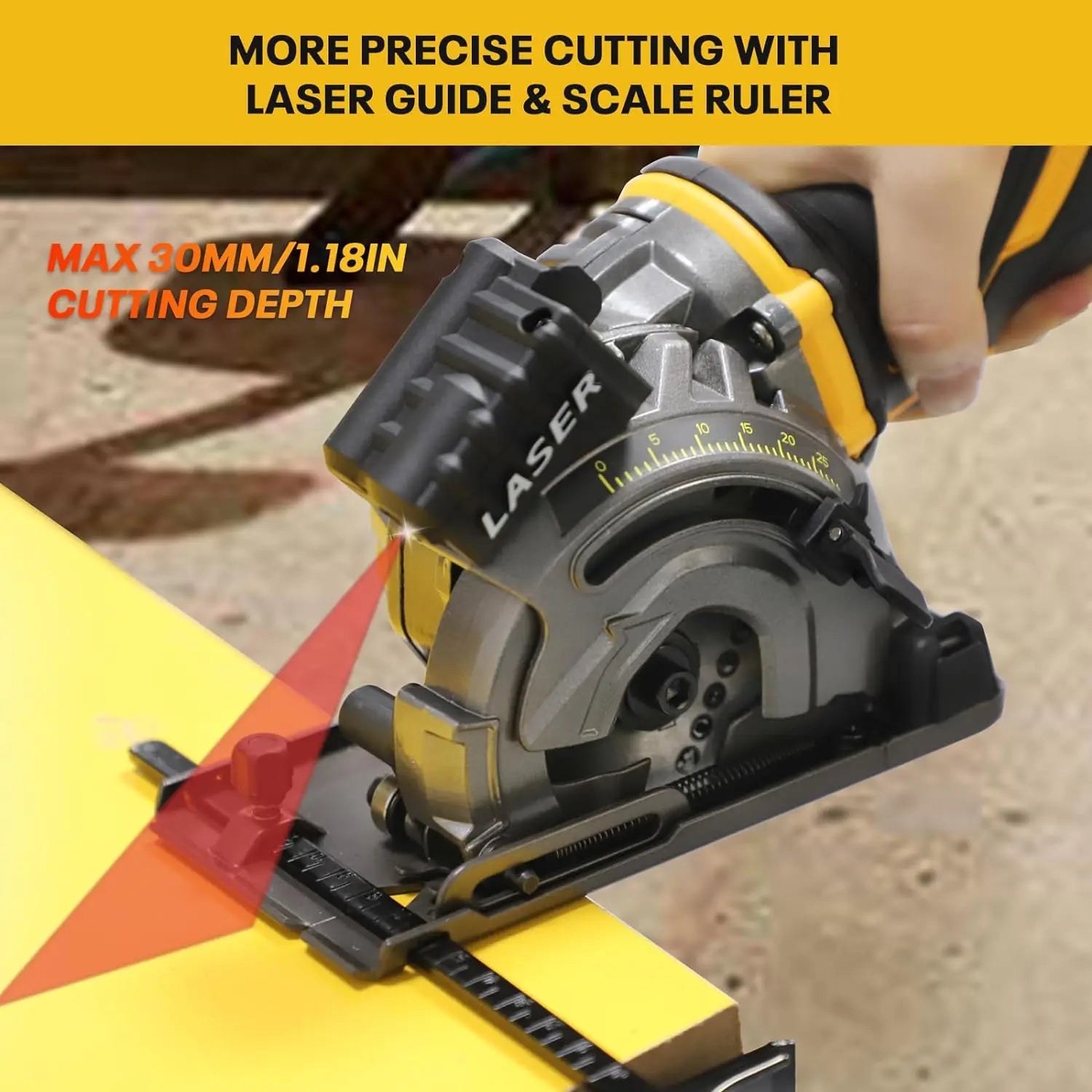 Cordless Mini Circular Saw with Laser Guide - 18V/20V Max Battery Compatible, Lightweight & Versatile