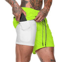 Men's 2 in 1 Running Shorts Gym Workout Quick Dry Sportswear