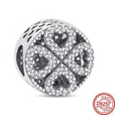 Crown Flowers Heart Silver Bead Charm Elegant Pandora Accessory