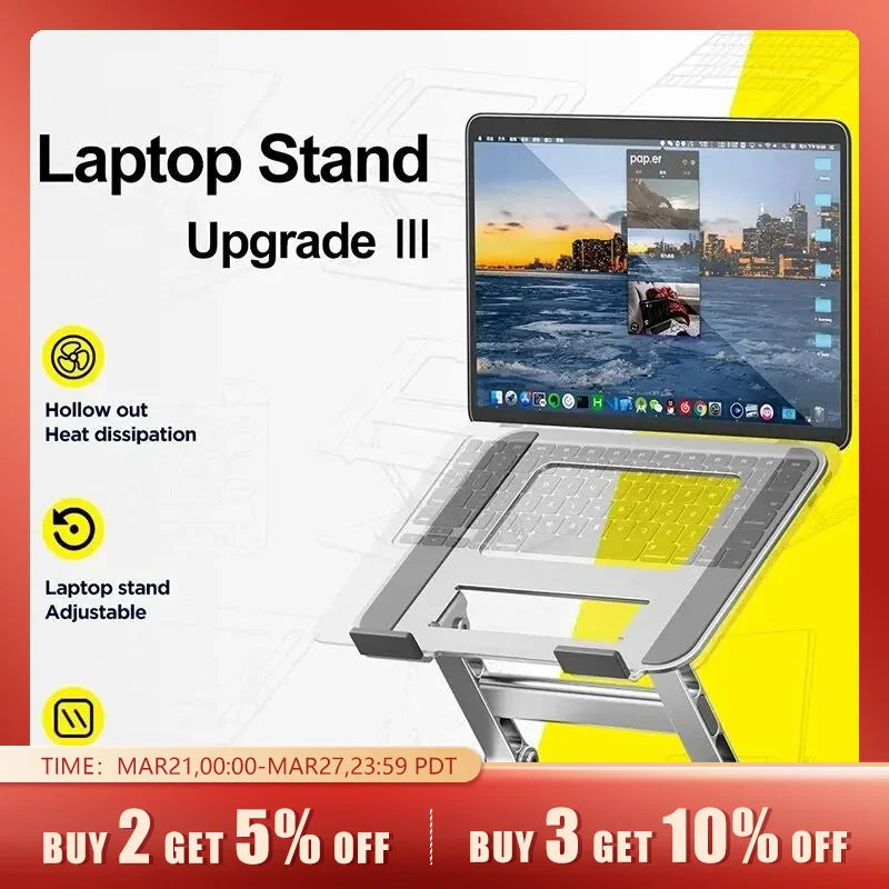 Aluminum Laptop Stand: Foldable Portable Stand for Large Laptops  ourlum.com   