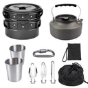 Compact Outdoor Camping Cookware Set with Foldable Cutlery