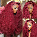 Burgundy 40 Inch Deep Wave Lace Front Wig Premium Quality