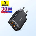 Baseus 30W USB Charger - Ultimate Fast Charging Solution for iPhone, Samsung,  - 3 Ports, Travel-Friendly  ourlum.com   