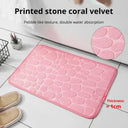 1pc Memory Foam Embossed Velvet Non-Slip Cobblestone Mat